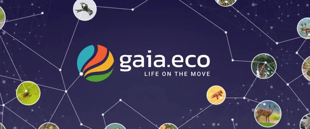 Gaia logo with the subtitle Life On The Move on a constellation of different living species.