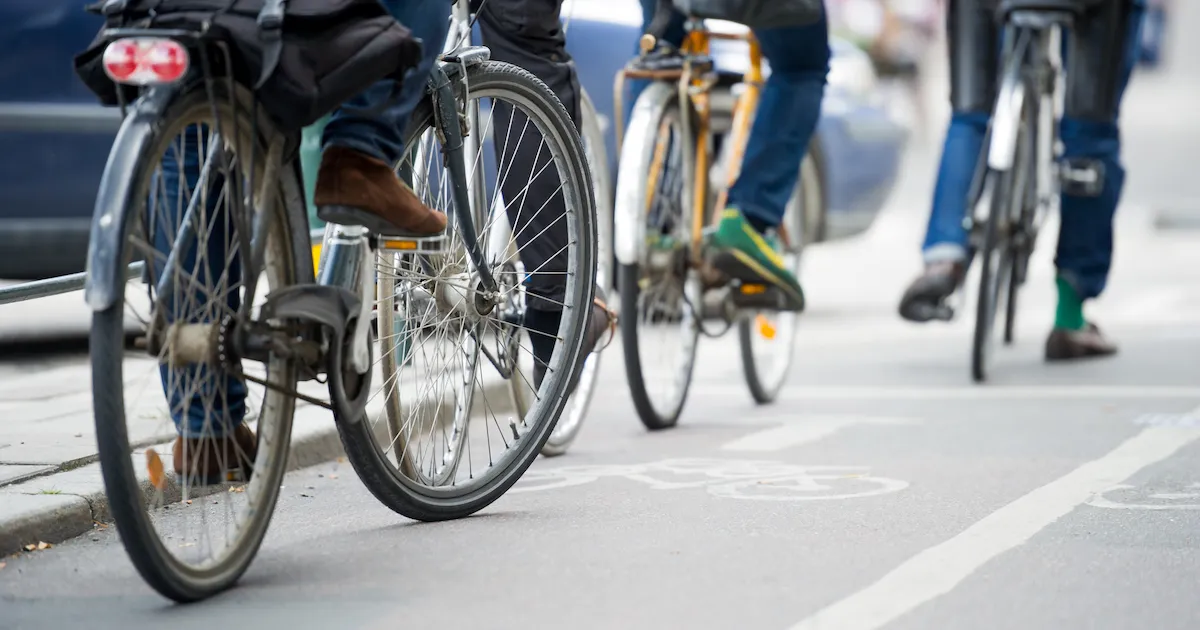 Cyclists in a bike lane