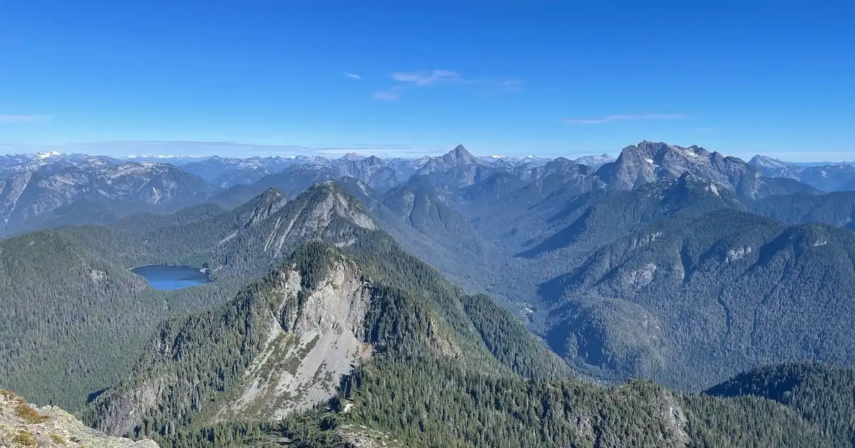 View over the Coast Mountains from the peak of Golden Ears, BC