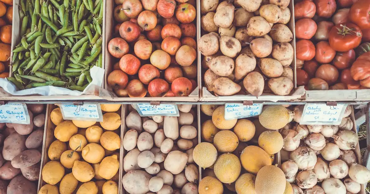 Market stall with fruit and vegetables